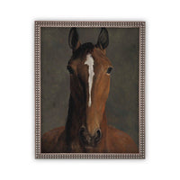 Vintage Framed Canvas Horse Art #A-154