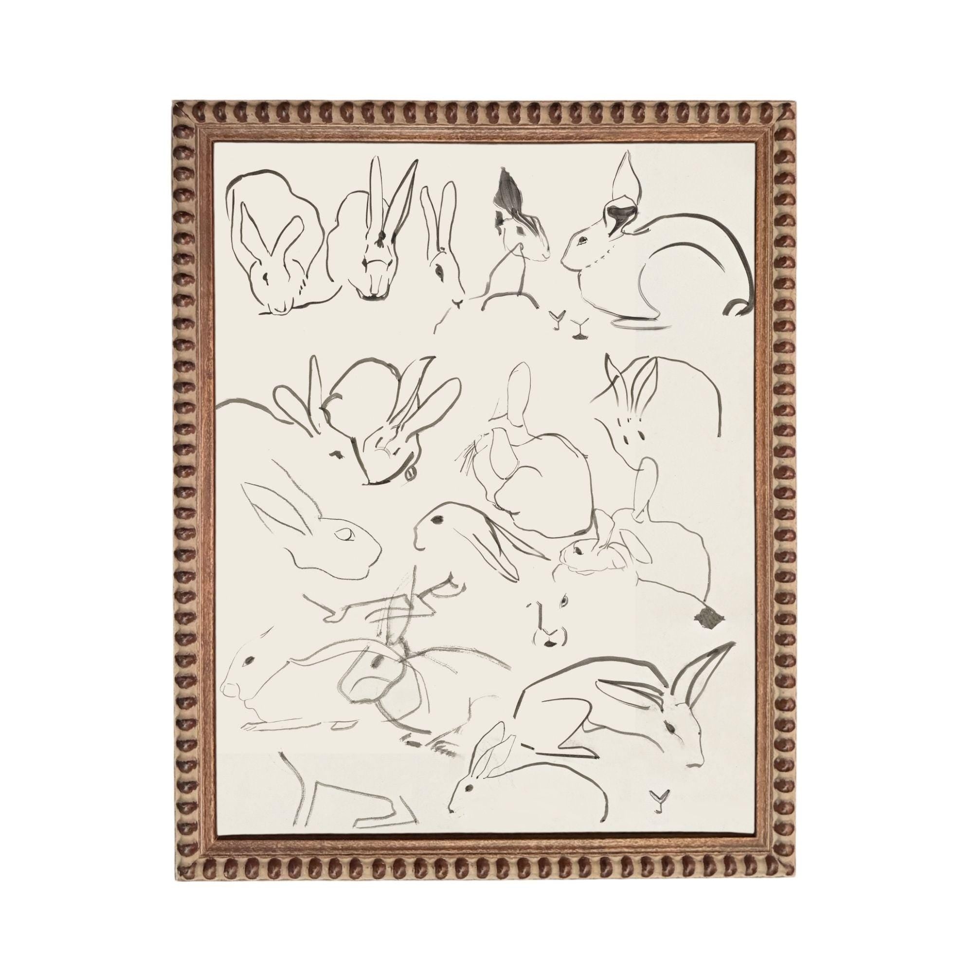 a collection of stylized rabbit illustrations, each with unique features and poses. The rabbits are depicted in various positions and orientations, creating a dynamic and visually engaging composition. The image does not contain any text or additional objects, and the rabbit illustrations are the sole focus of the image.
