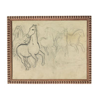 The image is a framed drawing of a group of horses, including a prominent horse in the foreground.
