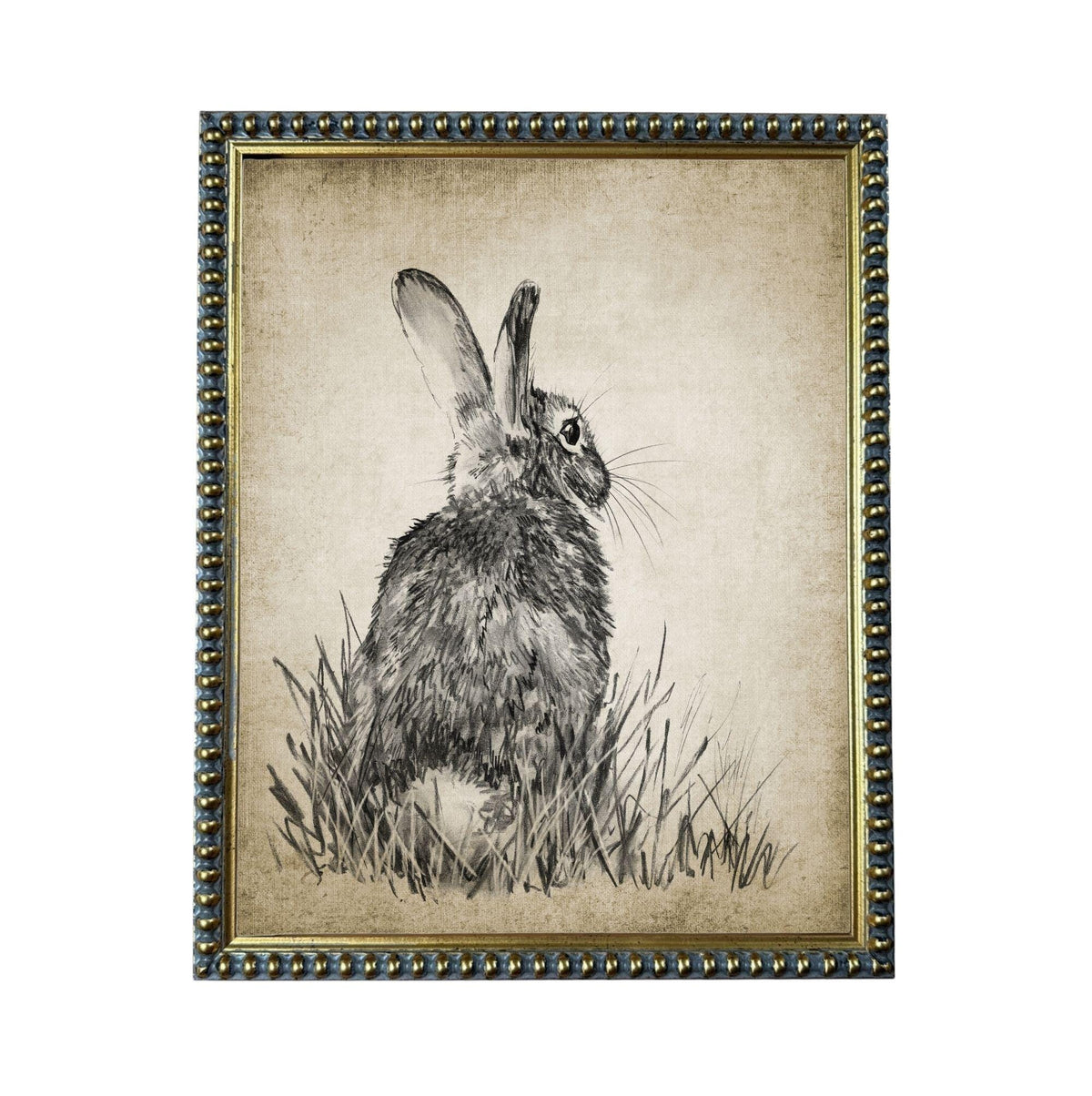 A black and white illustration of a rabbit or similar rabbit-like creature standing in tall grass.