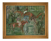 Vintage Framed Canvas Art: Race Day Equestrian Art #A-201