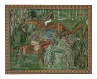 Vintage Framed Canvas Art: Race Day Equestrian Art #A-201