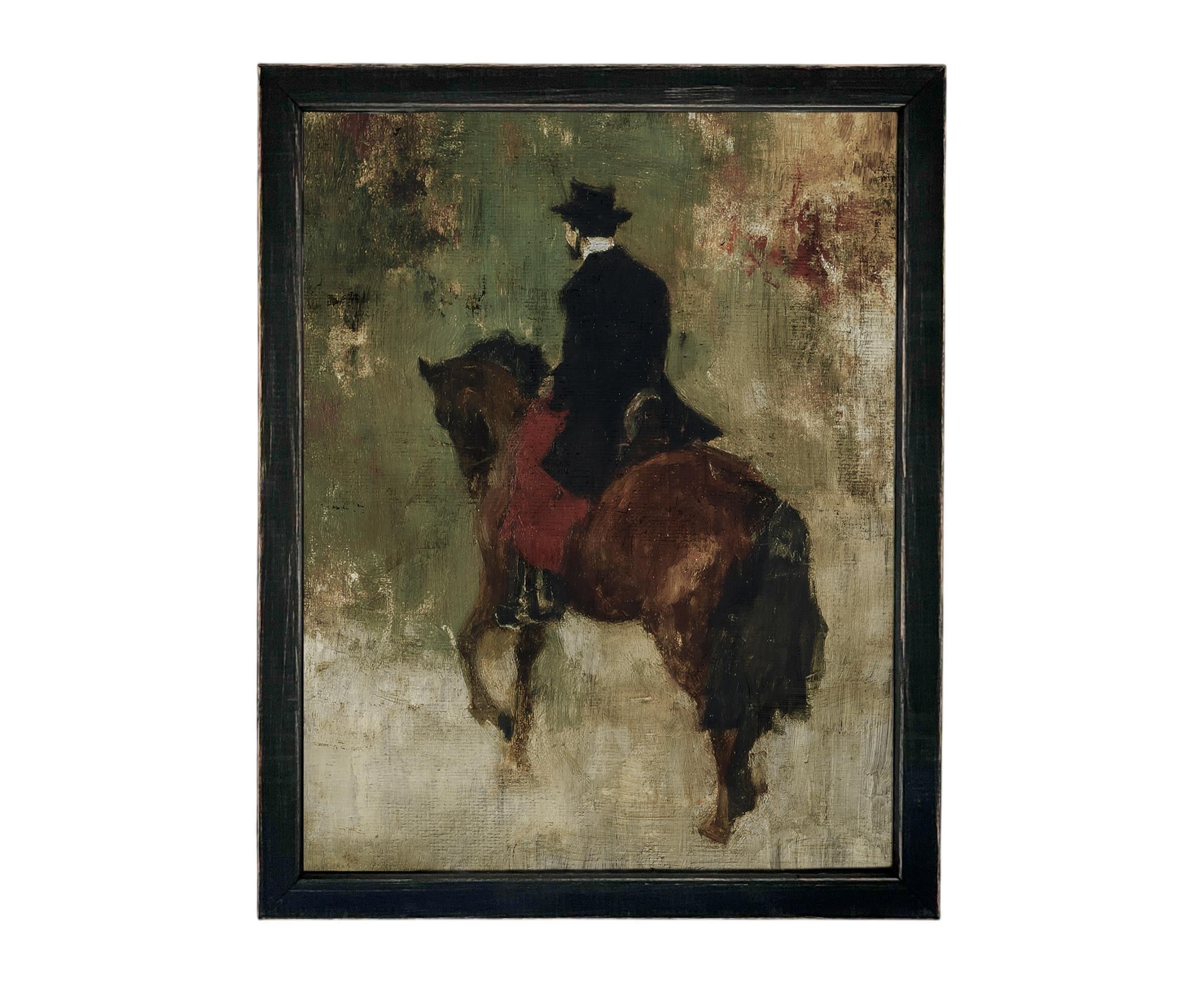 Framed Vintage Horse Painting Print Art #A-203