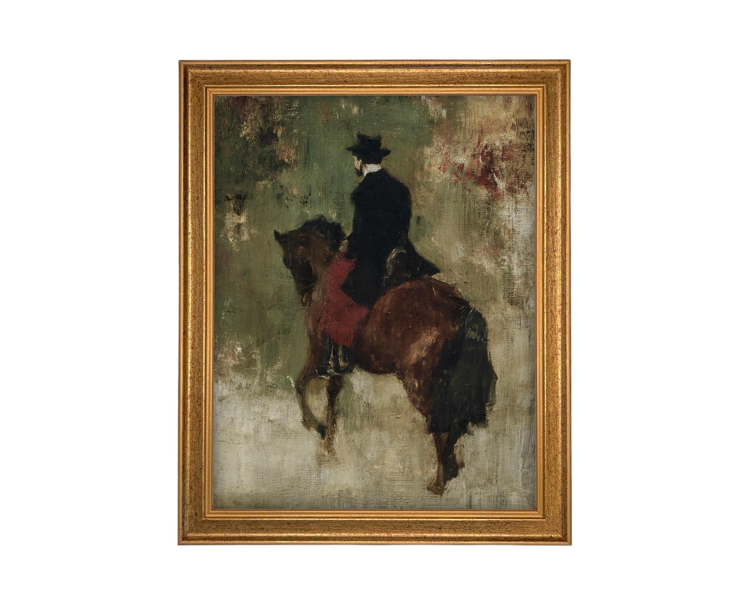 Framed Vintage Horse Painting Print Art #A-203