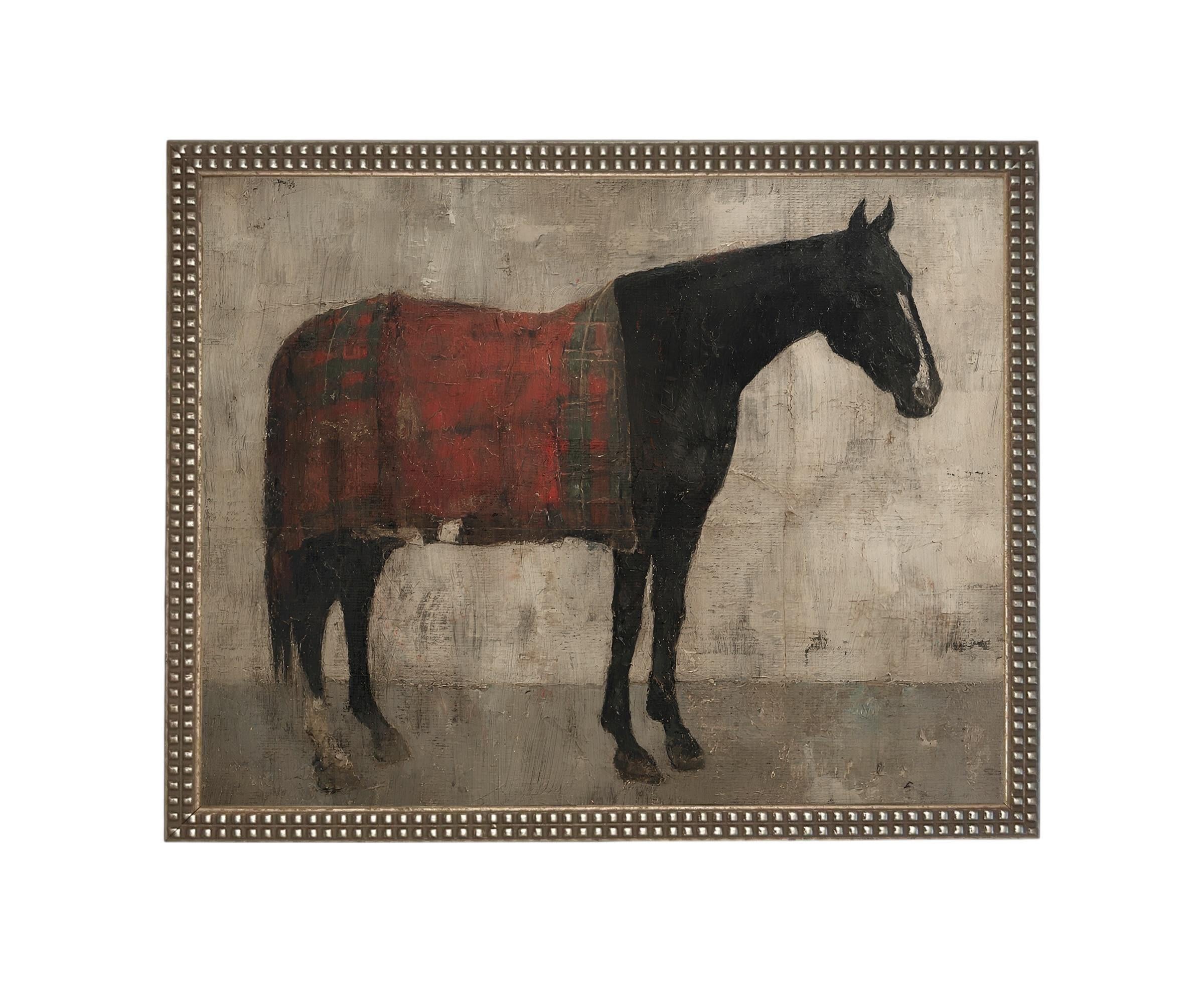 Vintage Framed Horse Canvas Art Print #A-205