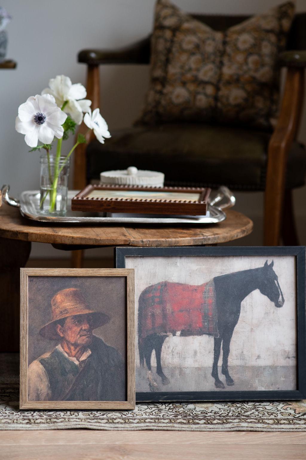 Vintage Framed Horse Canvas Art Print #A-205