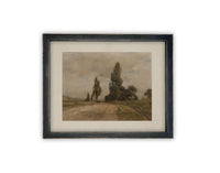 READY to SHIP 16X20 Vintage Framed Canvas Print: Muted Landscape, Farmhouse Art