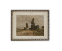 READY to SHIP 16X20 Vintage Framed Canvas Print: Muted Landscape, Farmhouse Art
