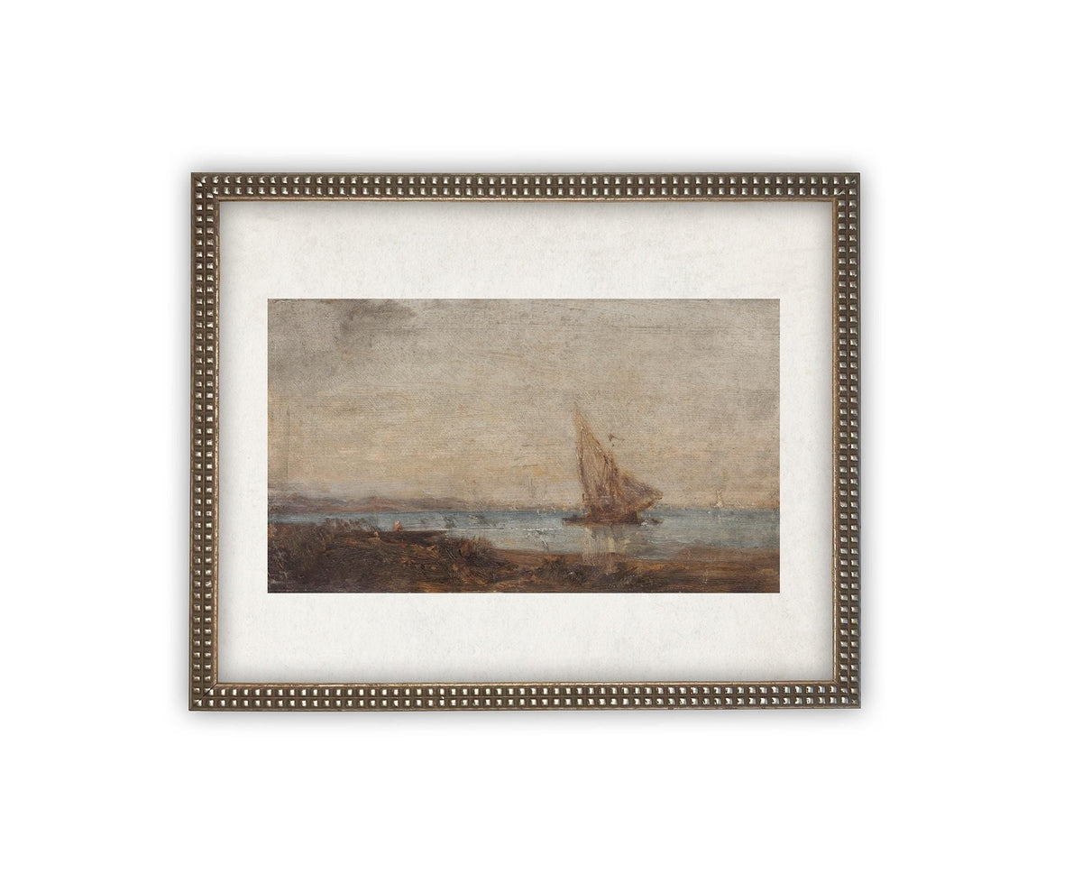 READY to SHIP 11X14 Framed Vintage Nautical Canvas Print: Sailboat Art