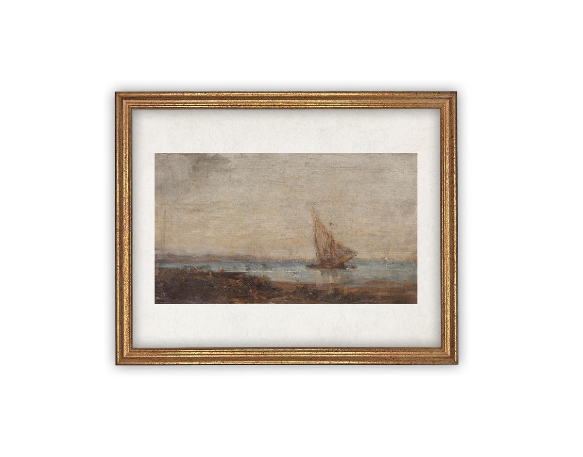 READY to SHIP 11X14 Framed Vintage Nautical Canvas Print: Sailboat Art