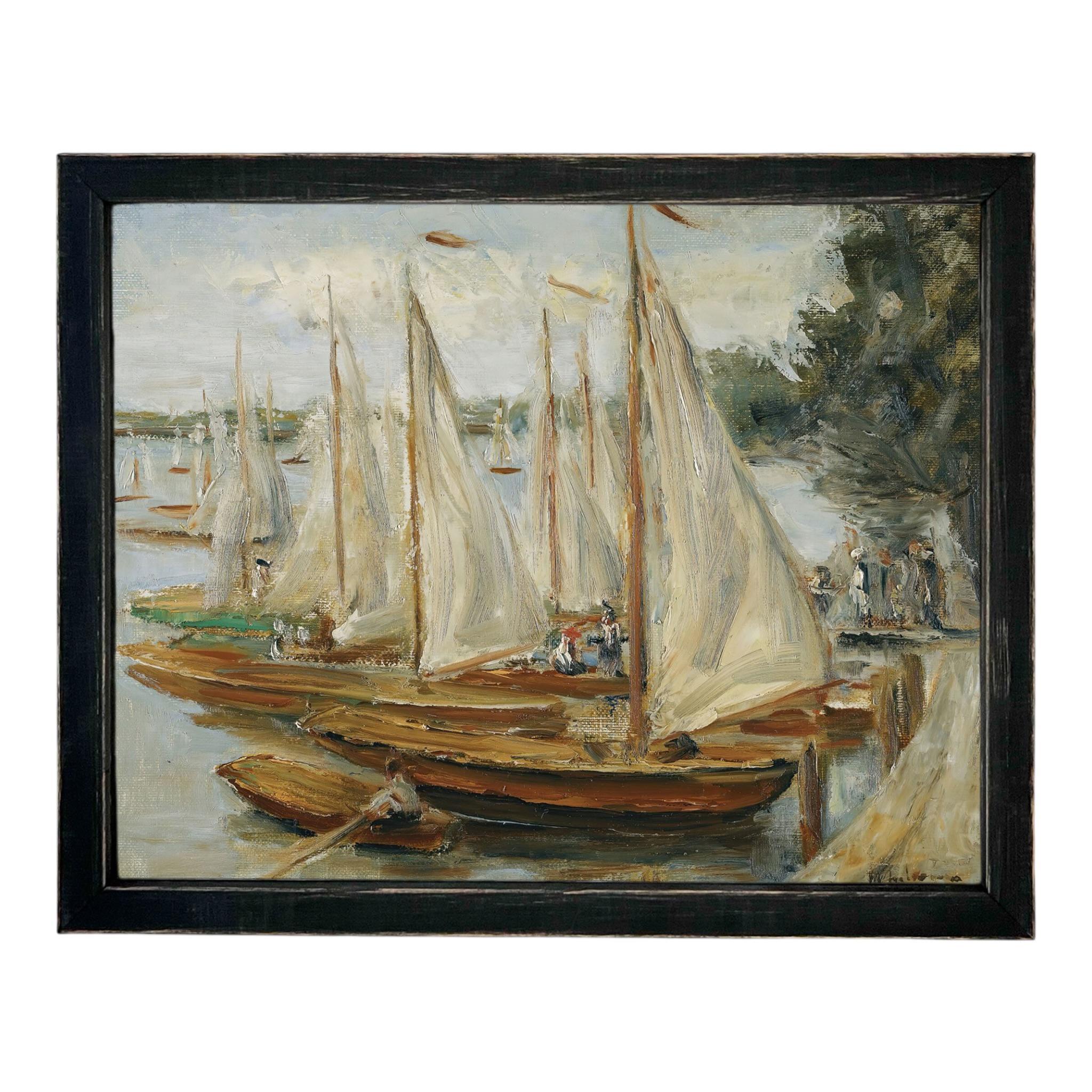 Framed Vintage Sailboats Canvas Print #COAS-204