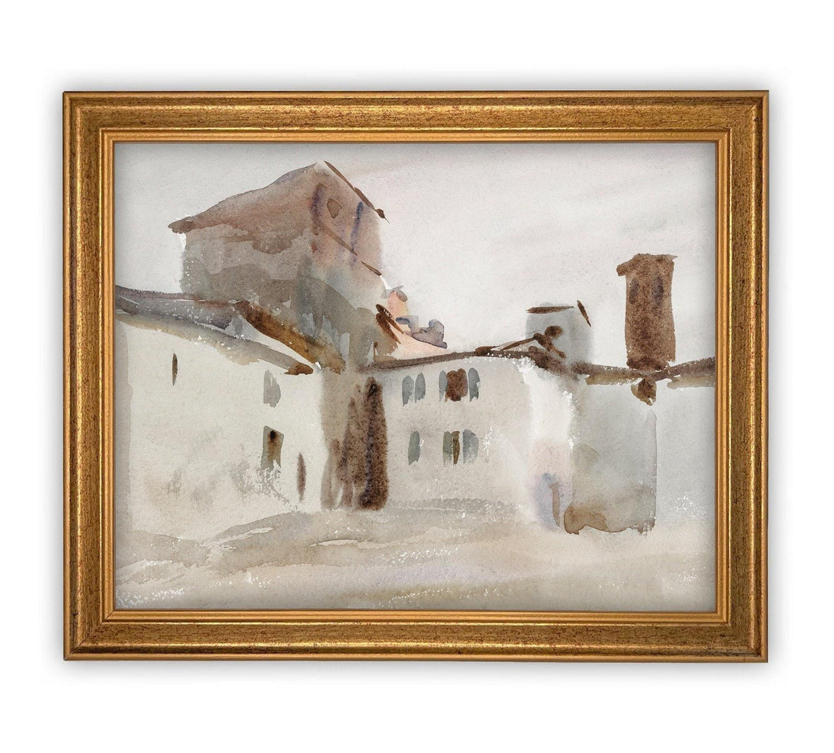 Vintage Framed Canvas Italian Villa Art #ARC-110