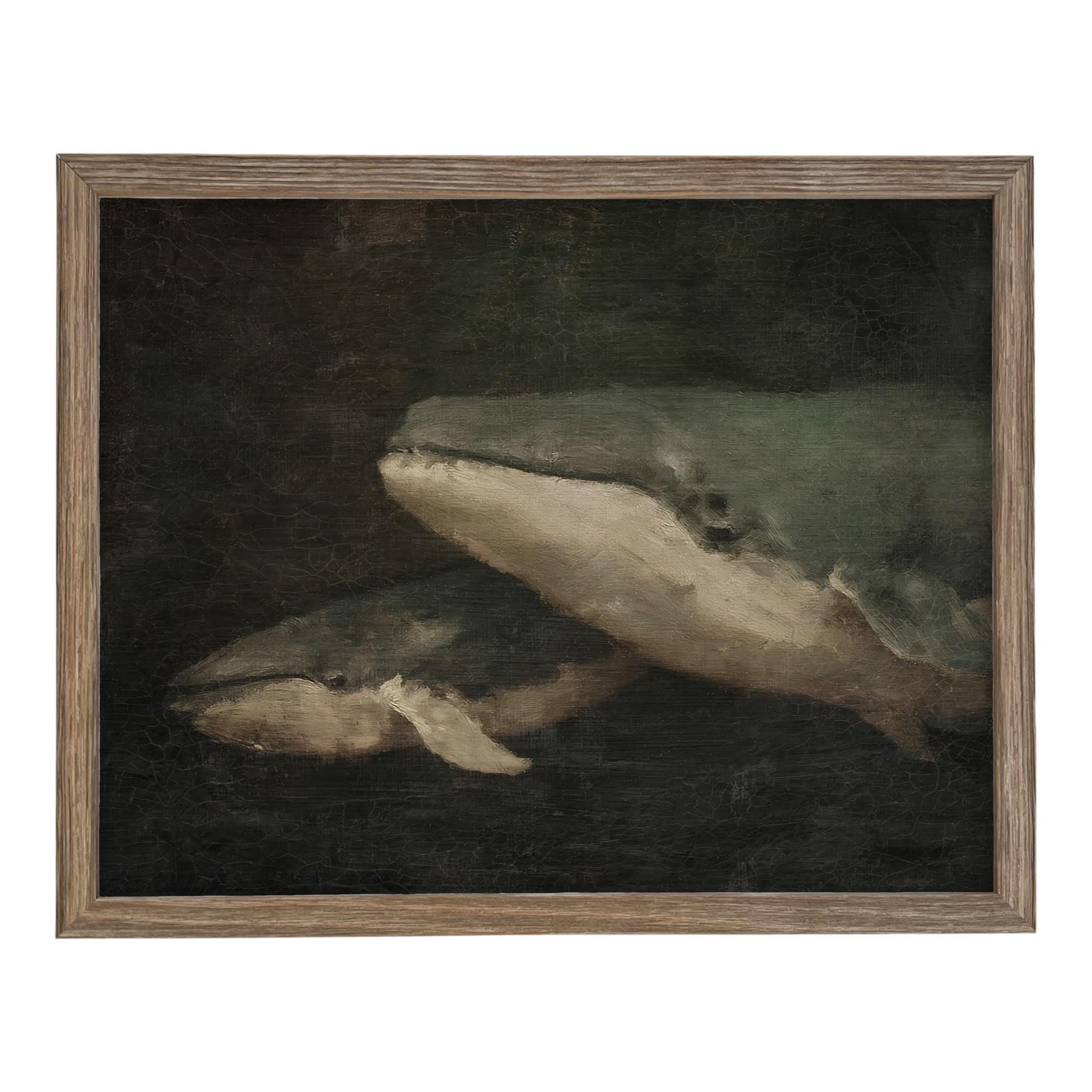 Framed Vintage Nautical Whale Art #COAS-206