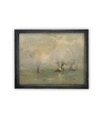 READY to SHIP 11X14 Framed Coastal Canvas Print: Vintage Beach House Art