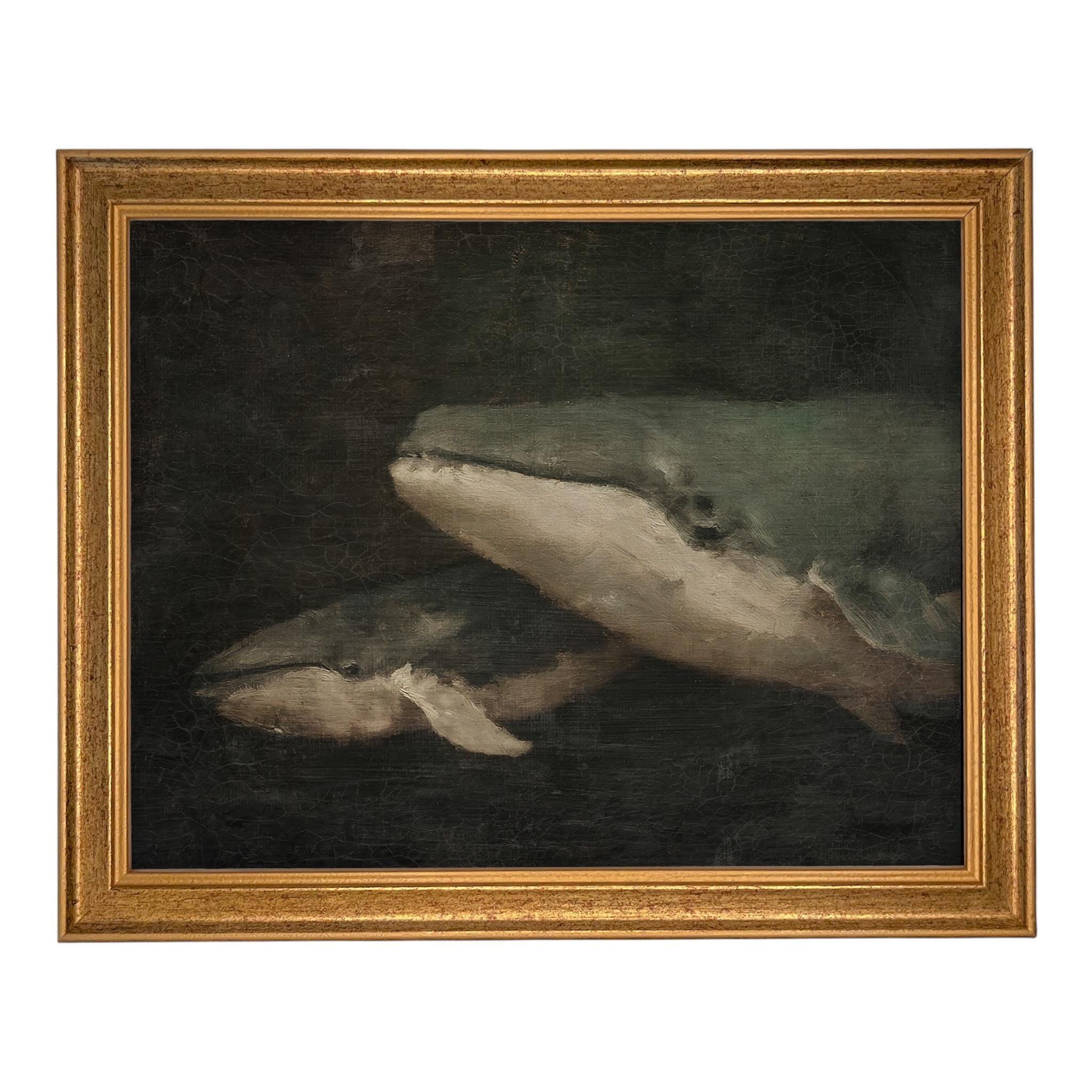 Framed Vintage Nautical Whale Art #COAS-206