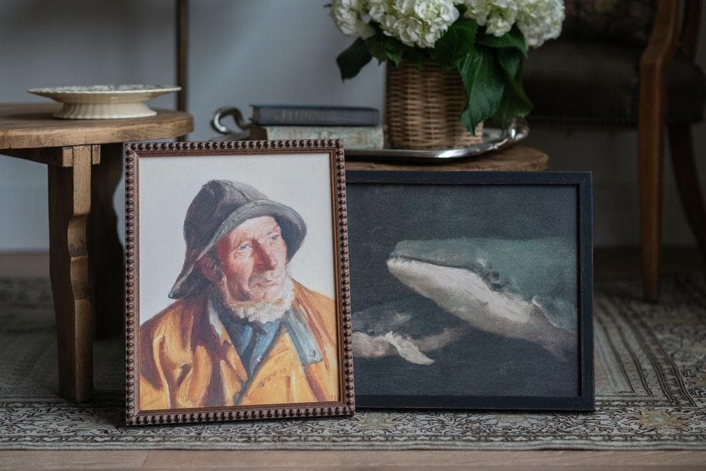 Framed Vintage Nautical Whale Art #COAS-206