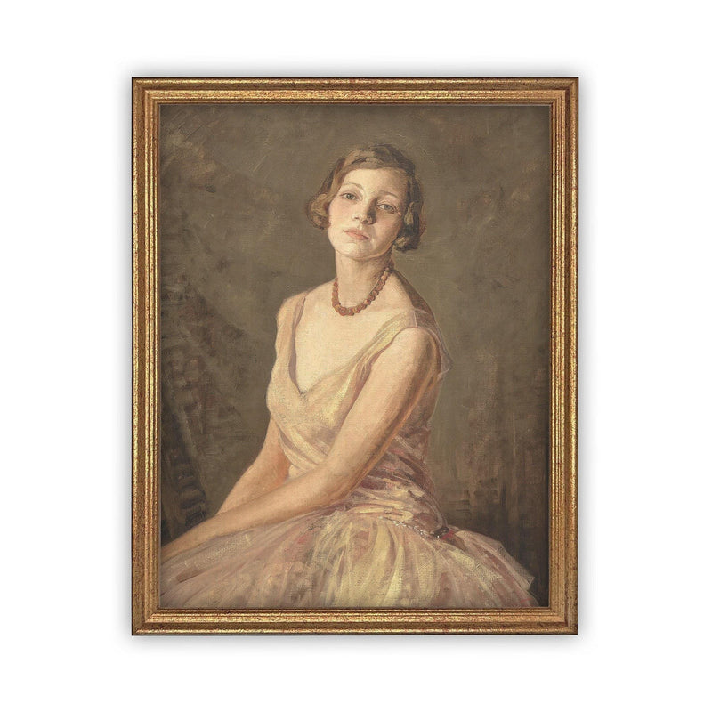 READY to SHIP 12X16 Vintage Framed Canvas Print: Portrait of a Woman, Farmhouse Style