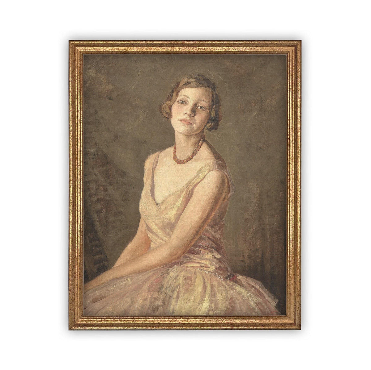 Vintage Framed Canvas Portrait of a Woman Art #P-530