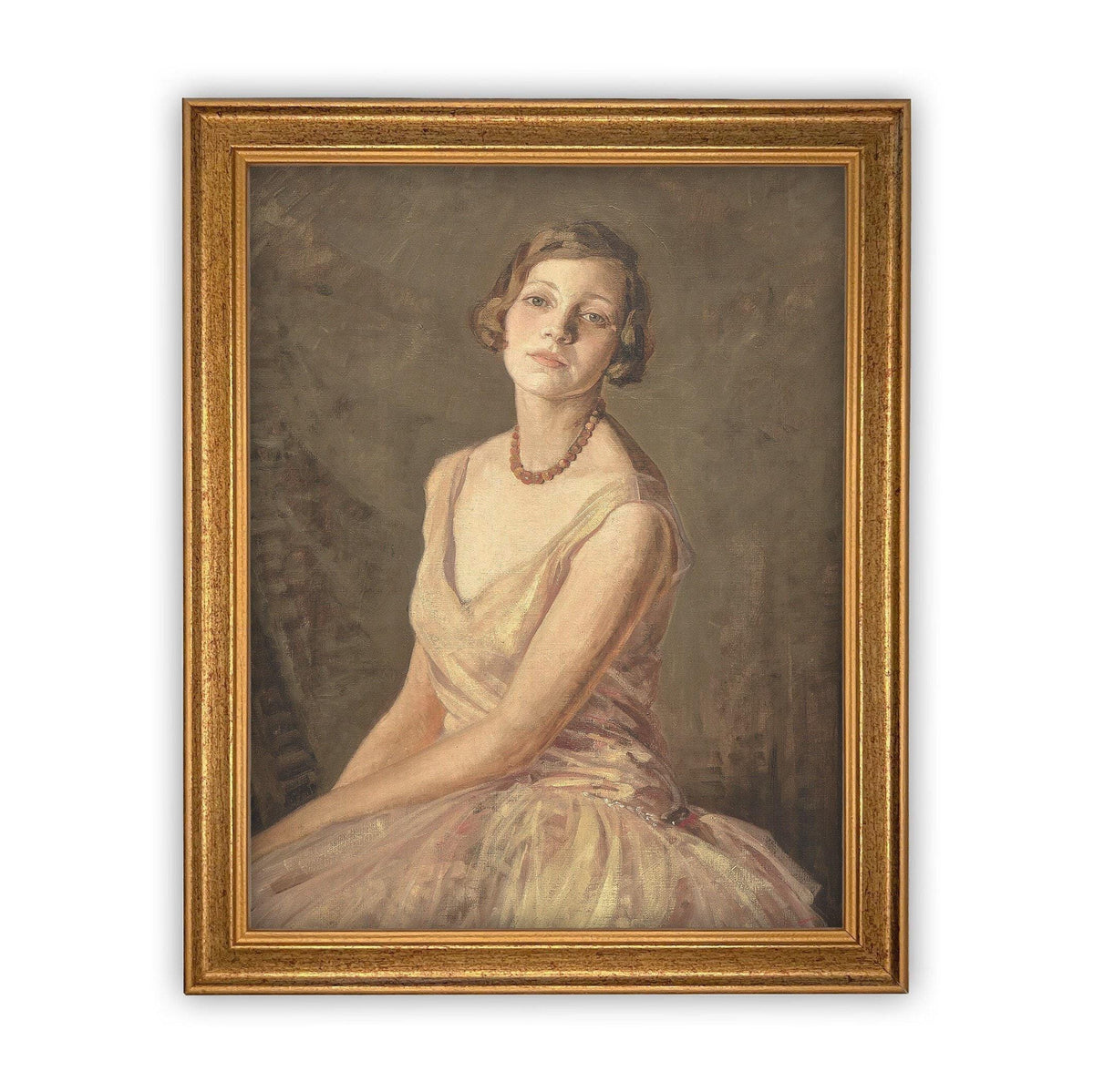 READY to SHIP 12X16 Vintage Framed Canvas Print: Portrait of a Woman, Farmhouse Style