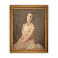 Vintage Framed Canvas Portrait of a Woman Art #P-530