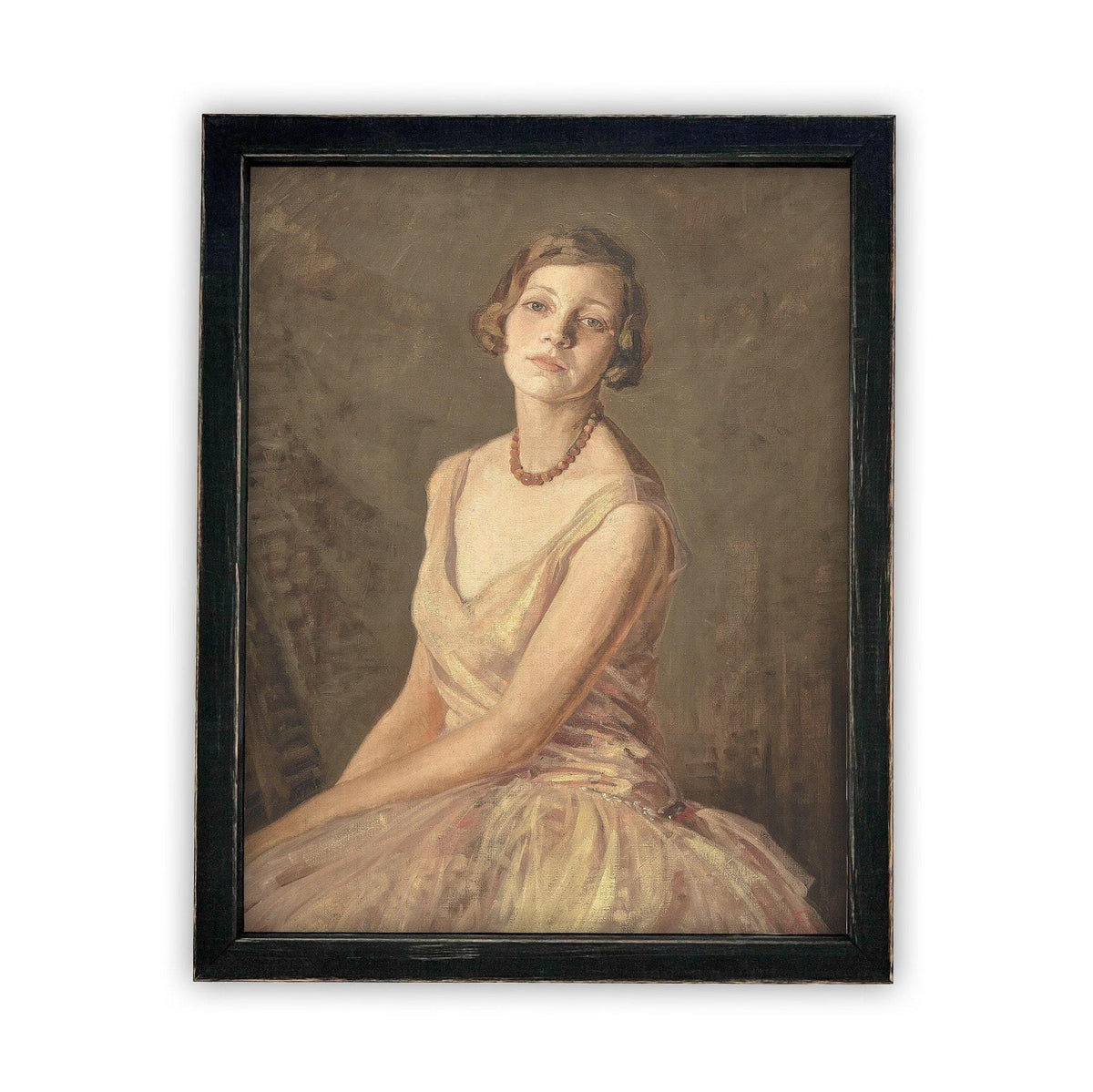 Vintage Framed Canvas Portrait of a Woman Art #P-530