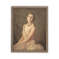 Vintage Framed Canvas Portrait of a Woman Art #P-530