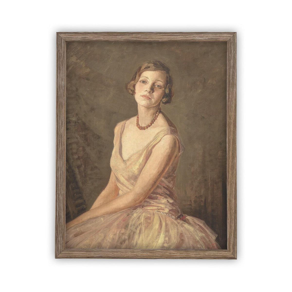Vintage Framed Canvas Portrait of a Woman Art #P-530