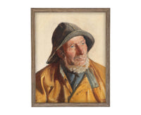 Vintage Framed Canvas Art Portrait of a Fisherman #P-556