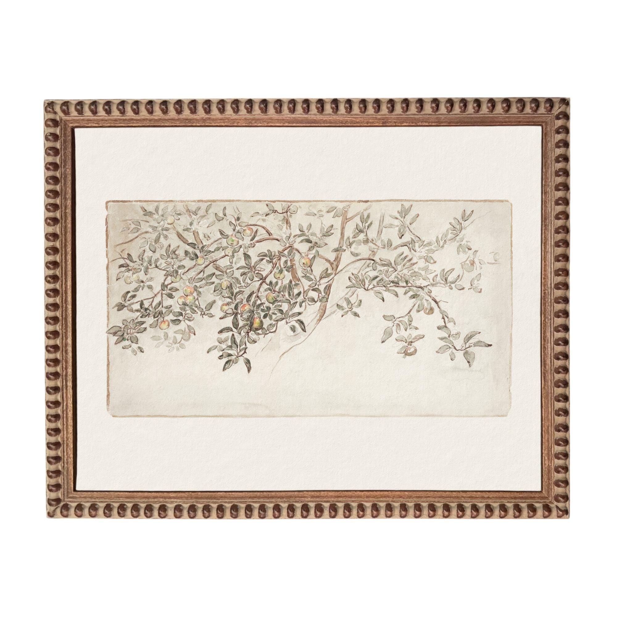 The image is a framed artwork depicting a tree with leaves and branches.