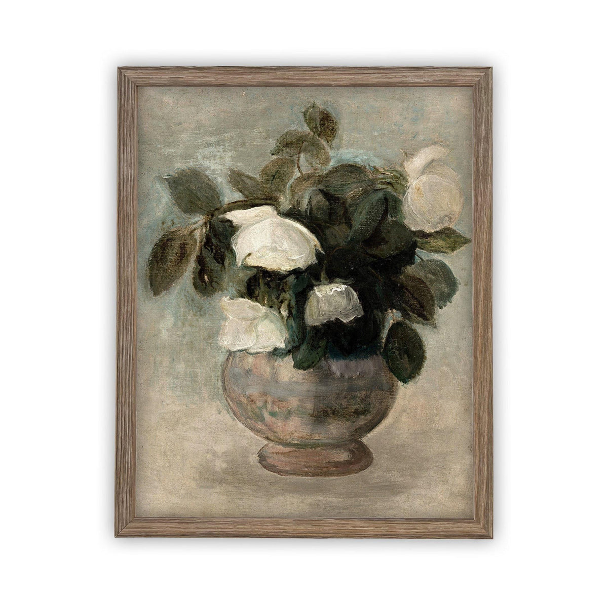 Framed Canvas White Roses Art #BOT-126