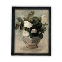 Framed Canvas White Roses Art #BOT-126