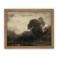 READY to SHIP 24X36 Framed Vintage Canvas Print: Moody Farmhouse Landscape Art