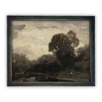 READY to SHIP 24X36 Framed Vintage Canvas Print: Moody Farmhouse Landscape Art