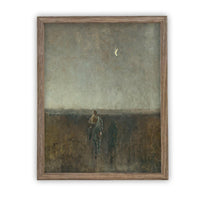READY to SHIP 16X20 Vintage Framed Canvas Art // Vintage Painting // Vintage Art with Woman and Horse // Farmhouse print //#LAN-217