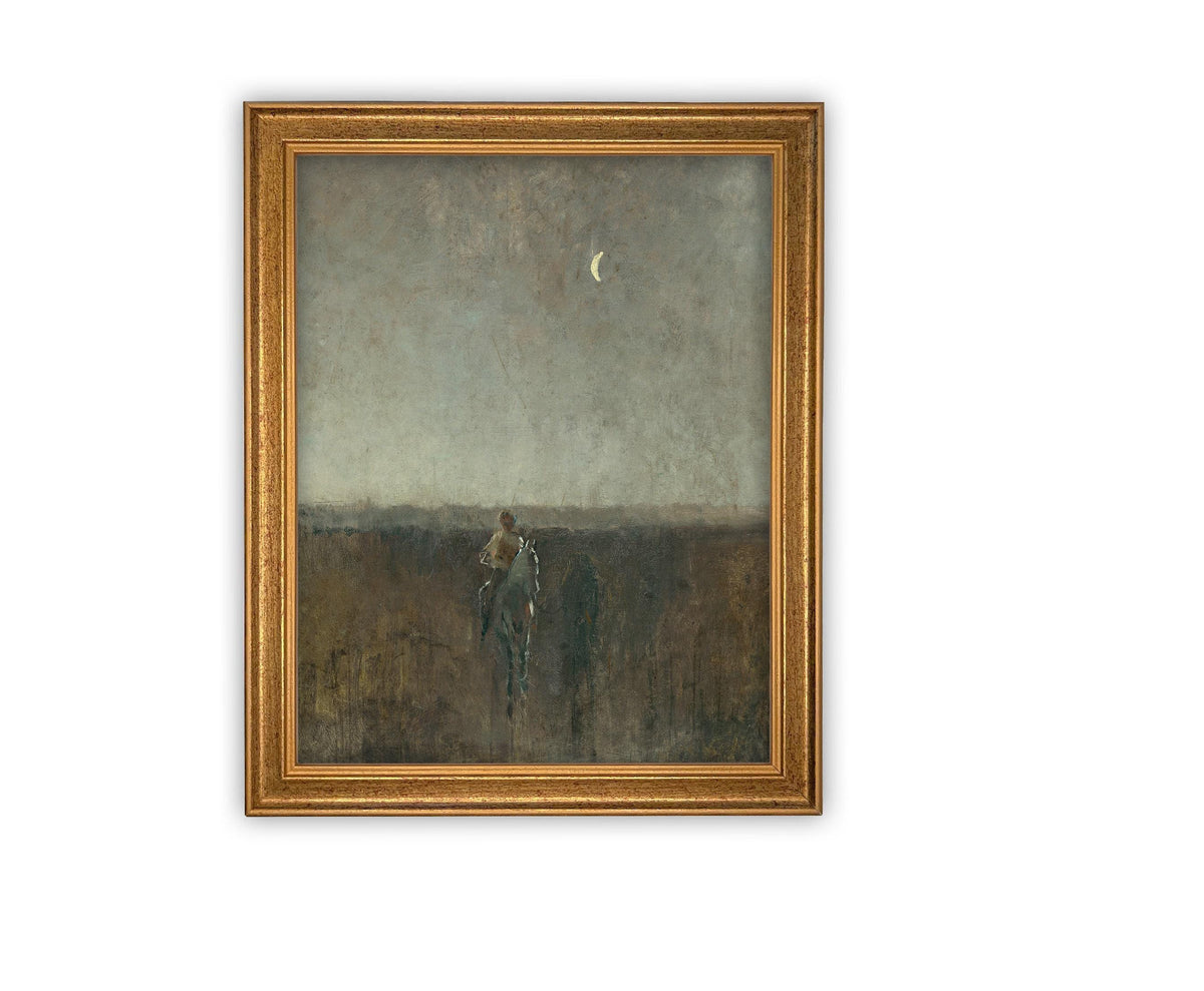 READY to SHIP 16X20 Vintage Framed Canvas Art // Vintage Painting // Vintage Art with Woman and Horse // Farmhouse print //#LAN-217