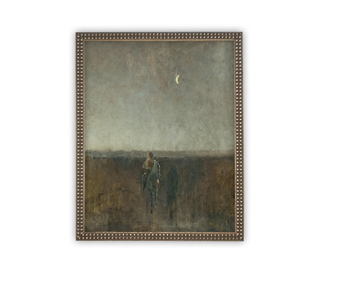 READY to SHIP 16X20 Vintage Framed Canvas Art // Vintage Painting // Vintage Art with Woman and Horse // Farmhouse print //#LAN-217