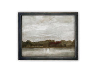 READY to SHIP 24X36 Framed Lake House Canvas Print: Vintage Farmhouse Landscape Art