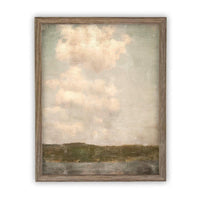 READY to SHIP 11X14 Vintage Framed Canvas Print: Muted Landscape, Farmhouse Style