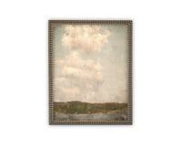 READY to SHIP 11X14 Vintage Framed Canvas Print: Muted Landscape, Farmhouse Style