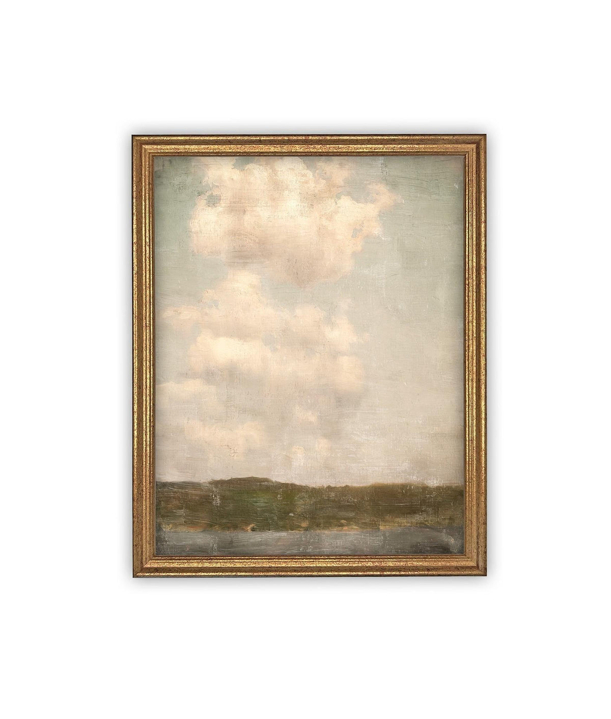 READY to SHIP 11X14 Vintage Framed Canvas Print: Muted Landscape, Farmhouse Style