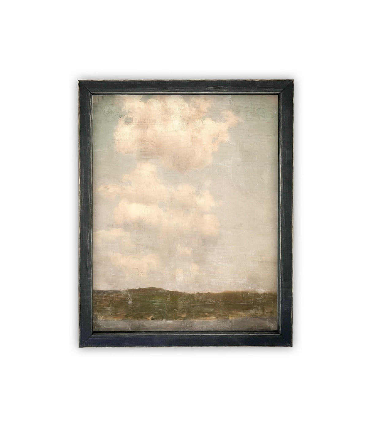 READY to SHIP 11X14 Vintage Framed Canvas Print: Muted Landscape, Farmhouse Style