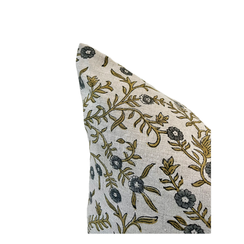 Designer "Derry" Blue Sehjan Linen Pillow Cover