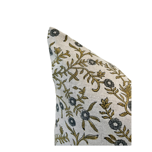 Designer "Derry" Blue Sehjan Linen Pillow Cover