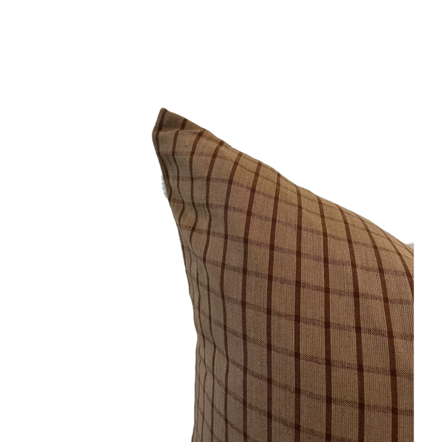 Designer "Milford" Windowpane Cinnamon Pillow Cover
