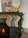 *Fold Over* Vintage Inspired Evergreen Floral Christmas Stockings