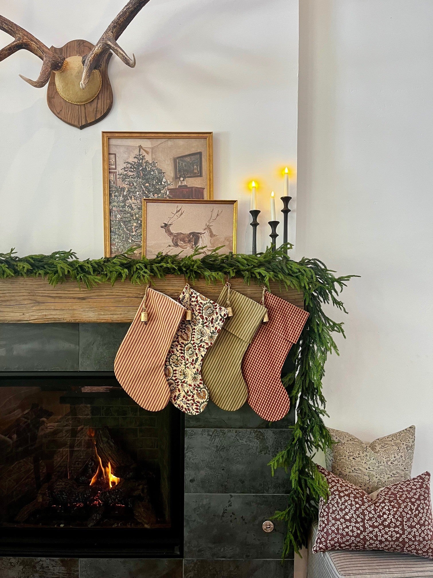 Christmas Stocking "Fold Over" Red Check Plaid