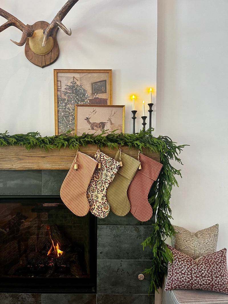 Christmas Stocking Red and Tan Stripe