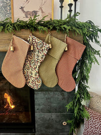 *Fold Over* Vintage Inspired Evergreen Floral Christmas Stockings