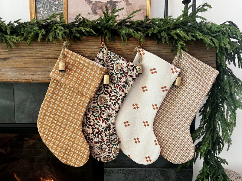 *Fold Over* Vintage Inspired Evergreen Floral Christmas Stockings