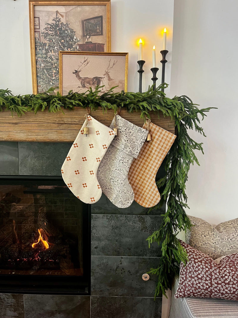 Christmas Stocking "Fold Over" Camel Plaid